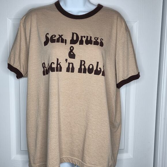 Vintage Style Five Crown Sex, Drugs, & Rock n Roll Ringer Tee - Picture 2 of 6